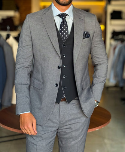 3-Piece Suit  Gray Striped