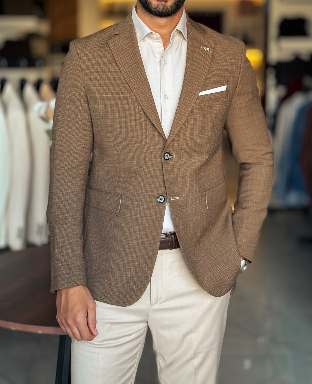 Lycra Blazer- Cafe