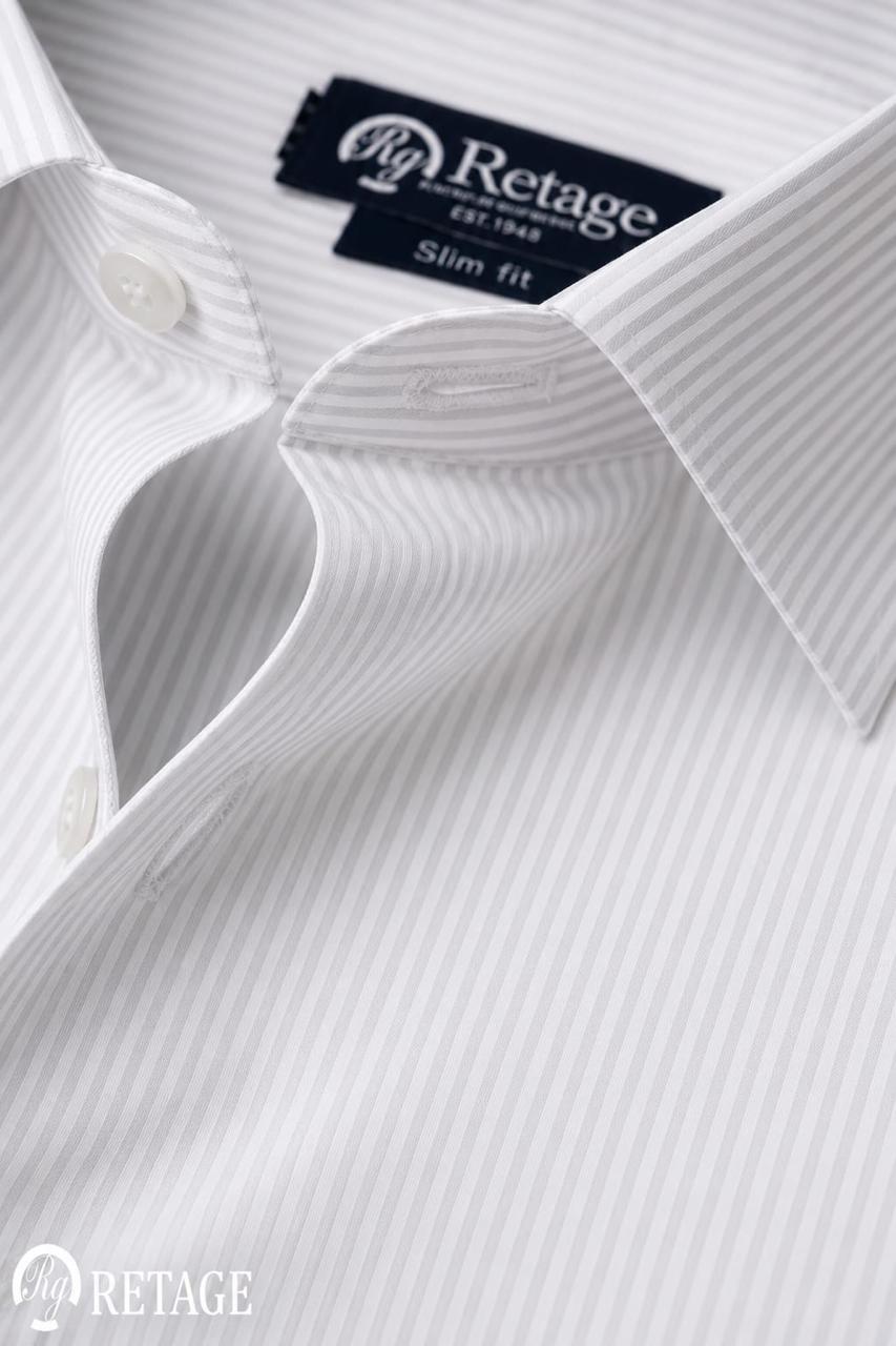 White Gray Striped Shirt