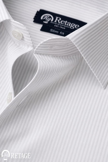 White Gray Striped Shirt