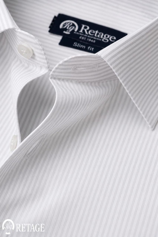 White Gray Striped Shirt