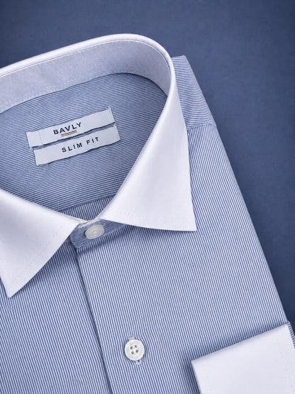 Collared Cuff Shirt - blue