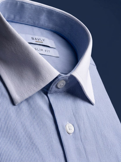 Collared Cuff Shirt - light baby blue