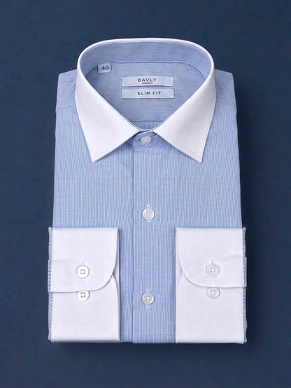 Collared Cuff Shirt - light baby blue