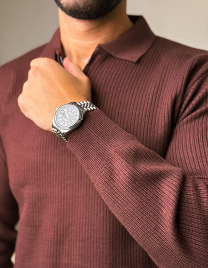 Half-zip autumn pullover - Brown