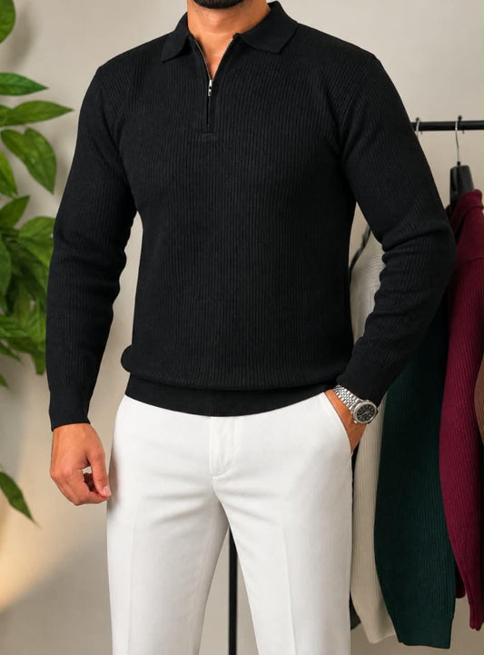 Half-zip autumn pullover - black