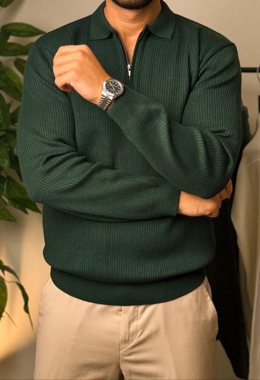 Half-zip autumn pullover-Olive