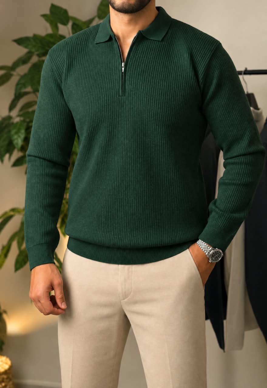 Half-zip autumn pullover-Olive