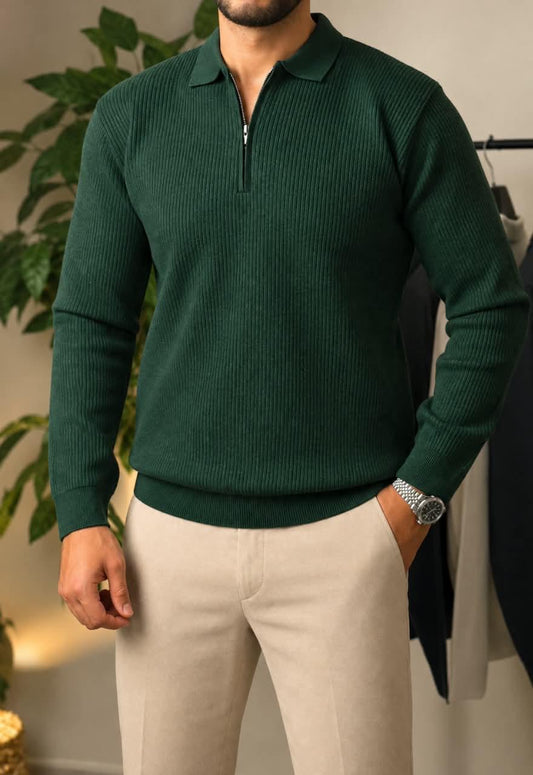 Half-zip autumn pullover-Olive