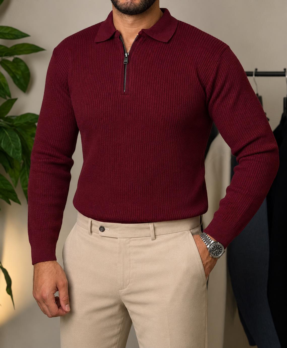 Half-zip autumn pullover- Burgundy