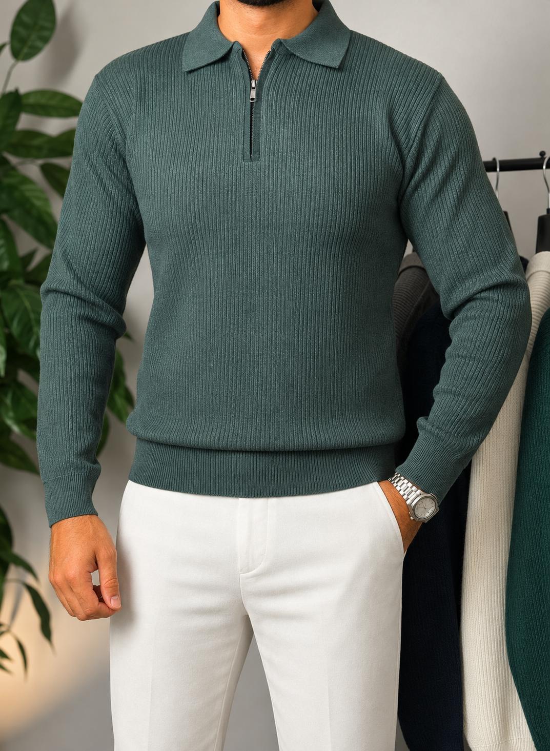 Half-zip autumn pullover - mint green