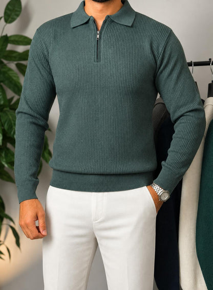Half-zip autumn pullover - mint green