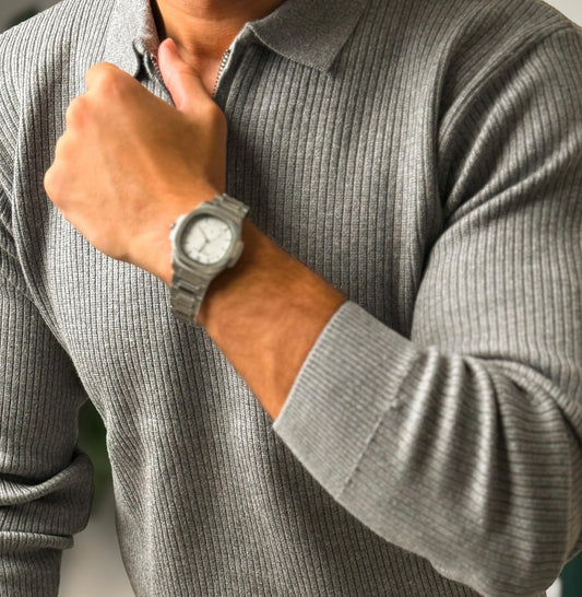 Half-zip autumn pullover - light gray
