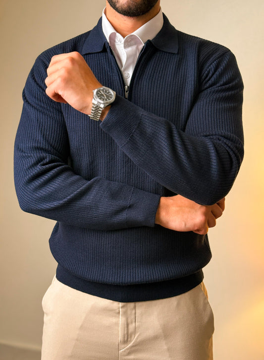 Half-zip autumn pullover-Navy