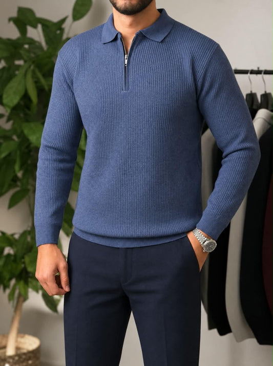 Half-zip autumn pullover - Petrol