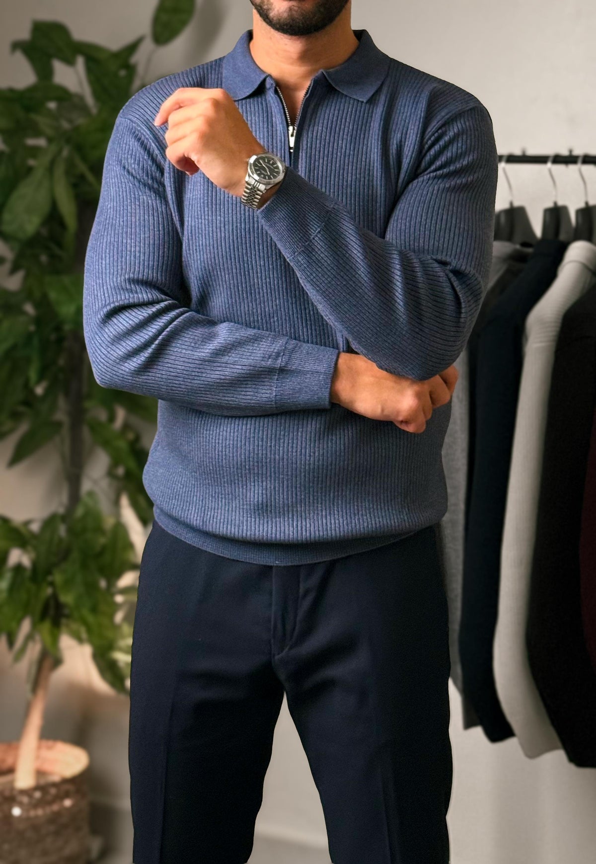 Half-zip autumn pullover - Petrol