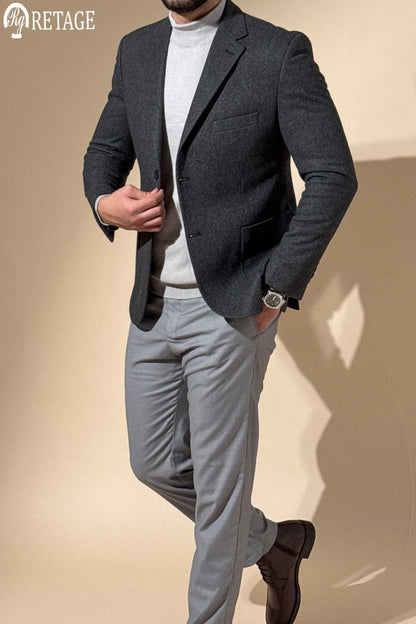 Dark Grey Tweed Blazer