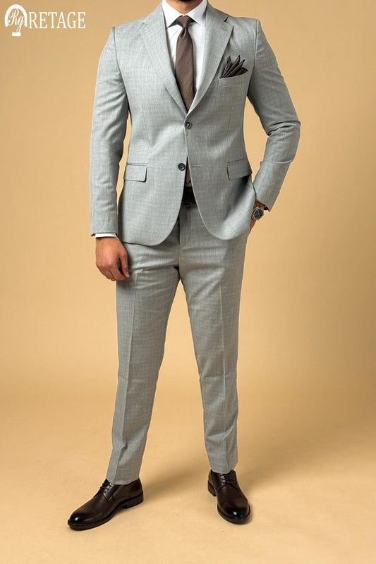 Plaid Suit - White Grey