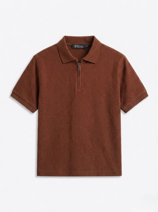Half-Zip T- shirt Brown