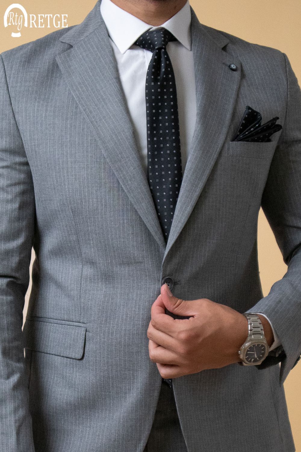 Striped Suit- Light Gray