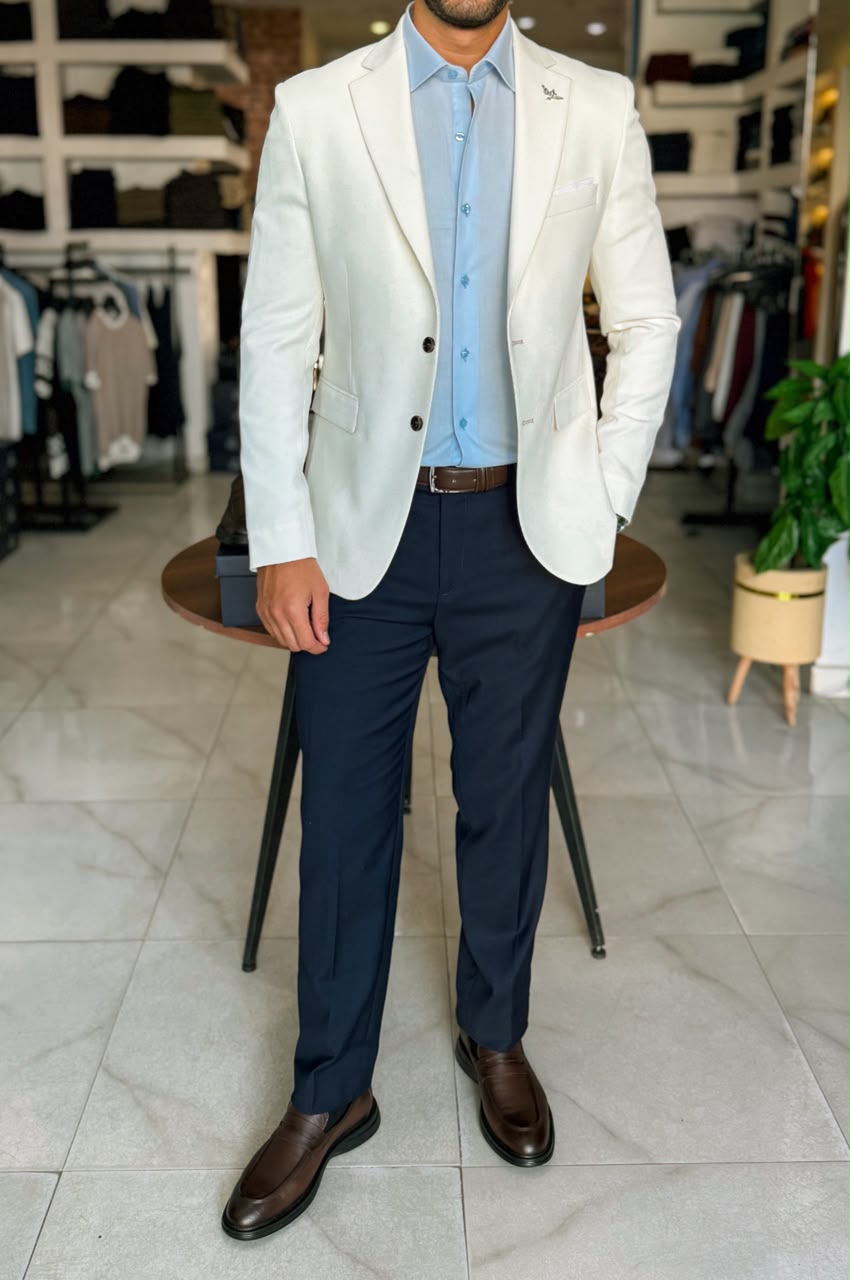 Lycra Blazer-Ribbed Beige