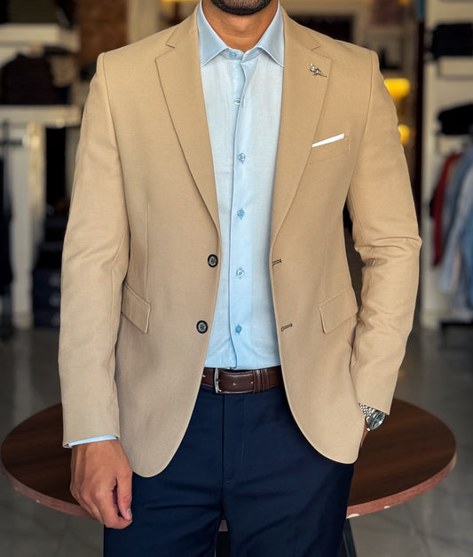 Lycra Blazer-Ribbed cafe