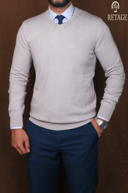 wool pullover V-Gray
