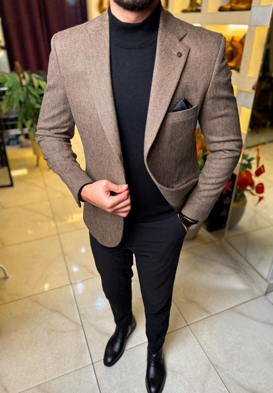 Brown Tweed Wool Blazer